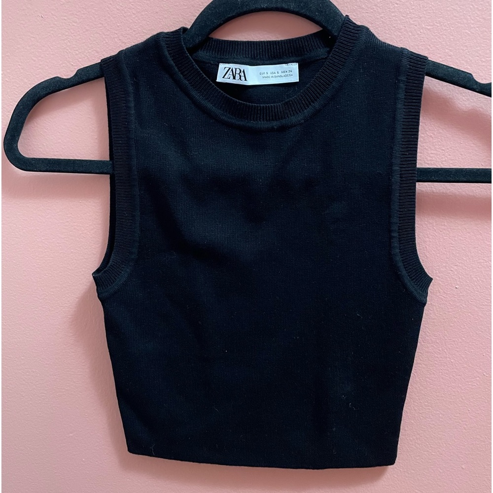 ☀️Black Zara sleeveless crop top